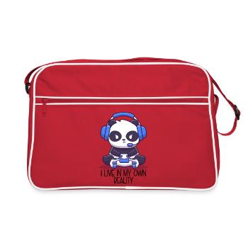 Je vis dans ma propre réalité – Gaming Panda - Sac Retro - rouge/blanc - Devant