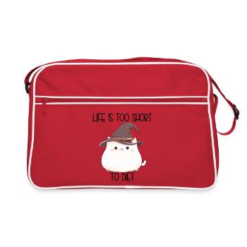 Life Is Too Short To Diet – Pummelige Zauberkatze - Retro Tasche - Rot/Weiß - Vorne