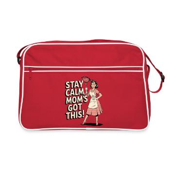 Restez calme maman a ce drôle rétro - Sac Retro - rouge/blanc - Devant