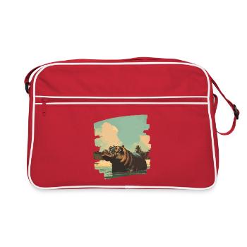 Nilpferd Retro - Retro Tasche - Rot/Weiß - Vorne