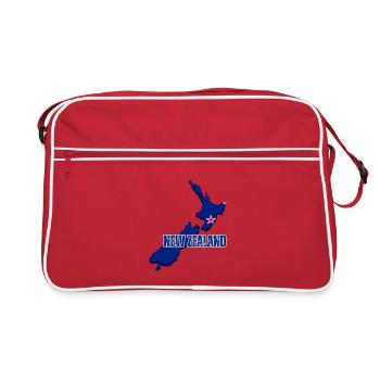 Drapeau de la Nouvelle-Zélande, carte de la Nouvelle-Zélande - Sac Retro - rouge/blanc - Devant