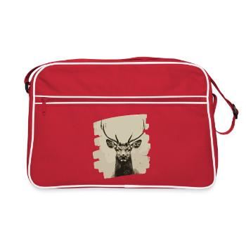 Cerf avec bois - Sac Retro - rouge/blanc - Devant