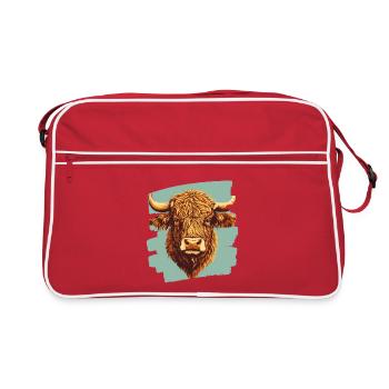 Scottish Highland cattle - Retro Bag - red/white - Front