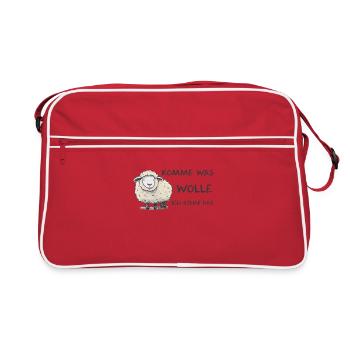 Komme was wolle ich Schaf das Schaf Wolle - Retro Tasche - Rot/Weiß - Vorne