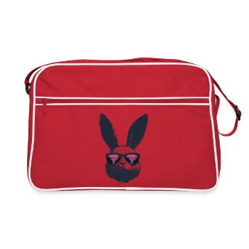 Retro Hase Sonnenbrille Synthwave Gaming Geschenk - Retro Tasche - Rot/Weiß - Vorne