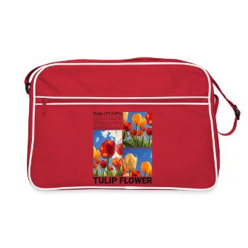 Tulipe Printemps Nature Fleur Cadeau Botanique - Sac Retro - rouge/blanc - Devant
