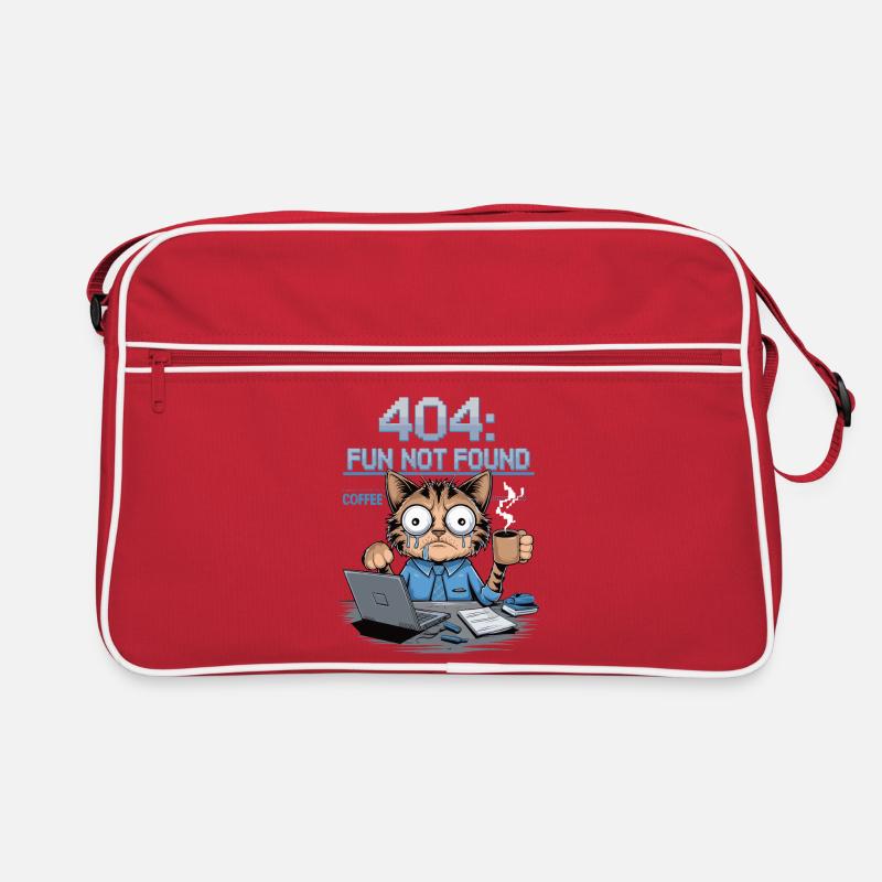 404 Fun Not Found - Funny Cat Coffee Work Meme Retro Bag