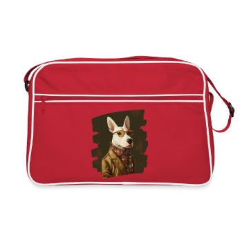 Bull Terrier Fighting Dog - Retro Bag - red/white - Front