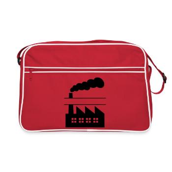 Factory with smoke name banner - Retro Bag - red/white - Front