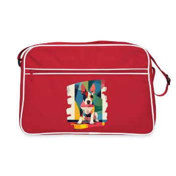 Bull Terrier Fighting Dog Dog Breed - Retro Bag - red/white - Front