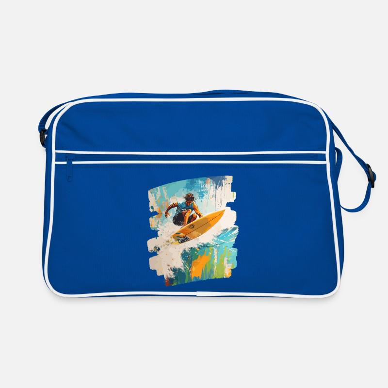 Surfer Surfen Surfbrett Surfing Retro Tasche