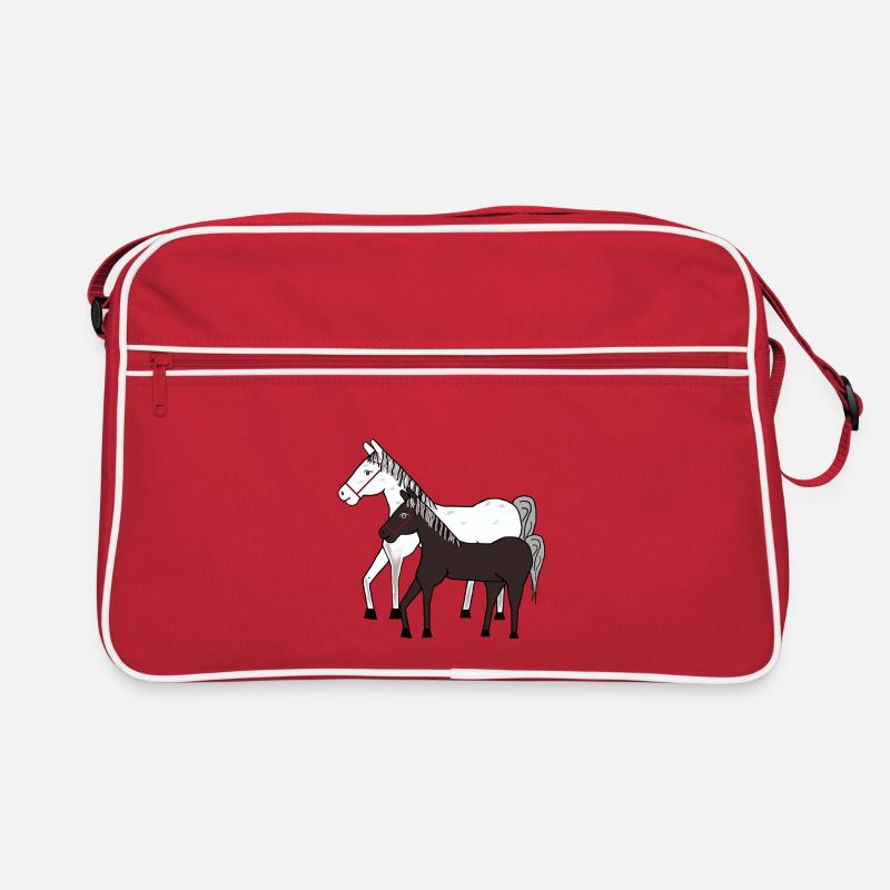 Pferd Pferde Pony - Retro Tasche - Rot/Weiß