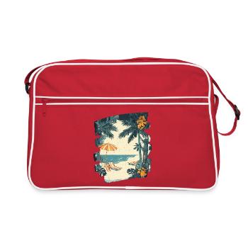 Plage de palmiers d’été - Sac Retro - rouge/blanc - Devant
