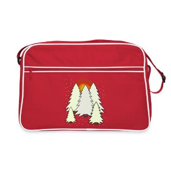 Tree Fir Winter Forest Nature Snow Spruce - Retro Bag - red/white - Front
