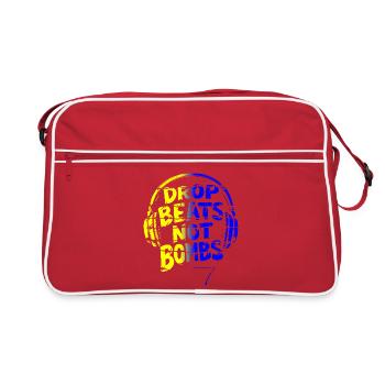 Drop Beats Not Bombs yellow blue - Retro Tasche - Rot/Weiß - Vorne