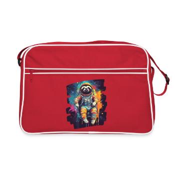 Faultier Astronaut - Retro Tasche - Rot/Weiß - Vorne
