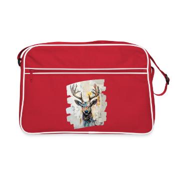 Cerf avec bois - Sac Retro - rouge/blanc - Devant