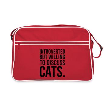 introverted but willing to discuss cats - Retro Bag - red/white - Front