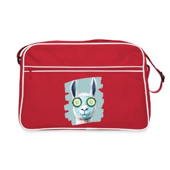 Masque de soin auto-soin Llama Alpaga Beauty - Sac Retro - rouge/blanc - Devant