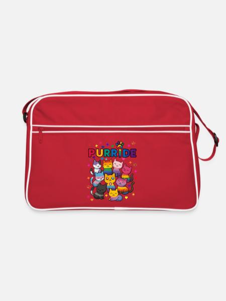 Purride LGBT Katzen - Retro Tasche - Rot/Weiß - Vorne
