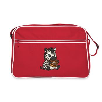 Mignon zèbre mangeant un beignet au chocolat - Sac Retro - rouge/blanc - Devant