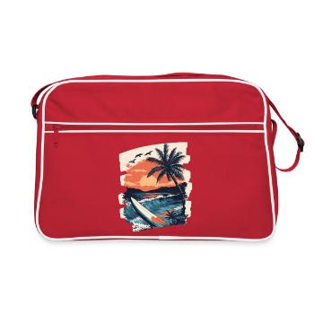 Plage Palmiers Coucher de soleil Été - Sac Retro - rouge/blanc - Devant