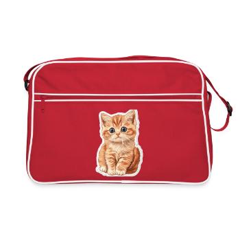 Süsse Katze Kätzchen - Retro Tasche - Rot/Weiß - Vorne