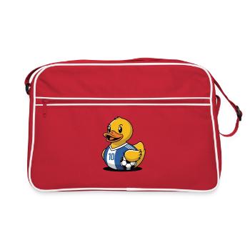 Gummiente Fussball - Retro Tasche - Rot/Weiß - Vorne