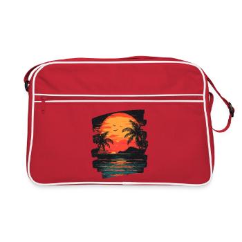 Plage Palmiers Coucher de soleil Été - Sac Retro - rouge/blanc - Devant
