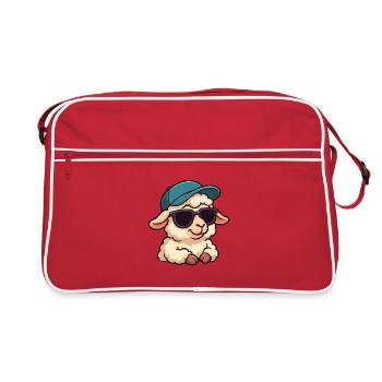 Cool Sheep Lamb with Sunglasses Joy Summer - Retro Bag - red/white - Front