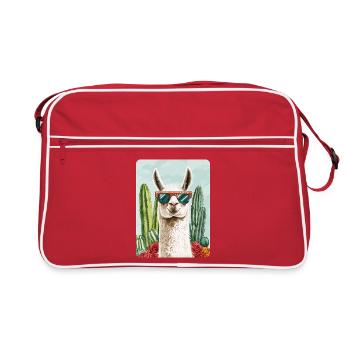 Lama drôle Alpaga Lama Lama Animal Cadeau - Sac Retro - rouge/blanc - Devant