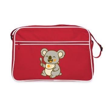 Mignon bébé koala mangeant - Sac Retro - rouge/blanc - Devant