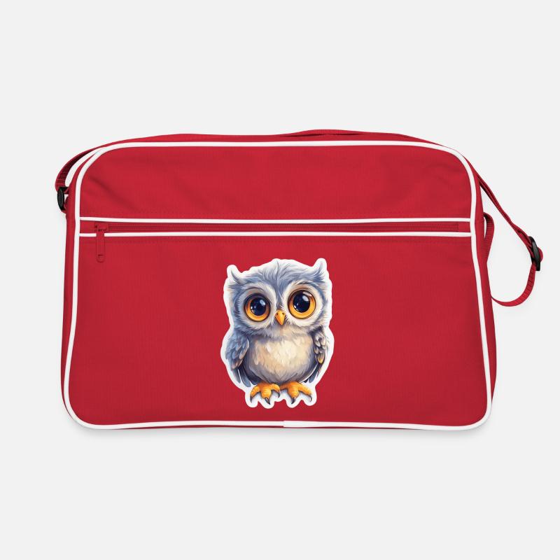 Eule - Retro Tasche - Rot/Weiß