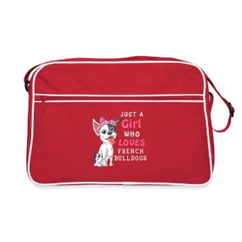 Bouledogue Français Fille Amour - Sac Retro - rouge/blanc - Devant