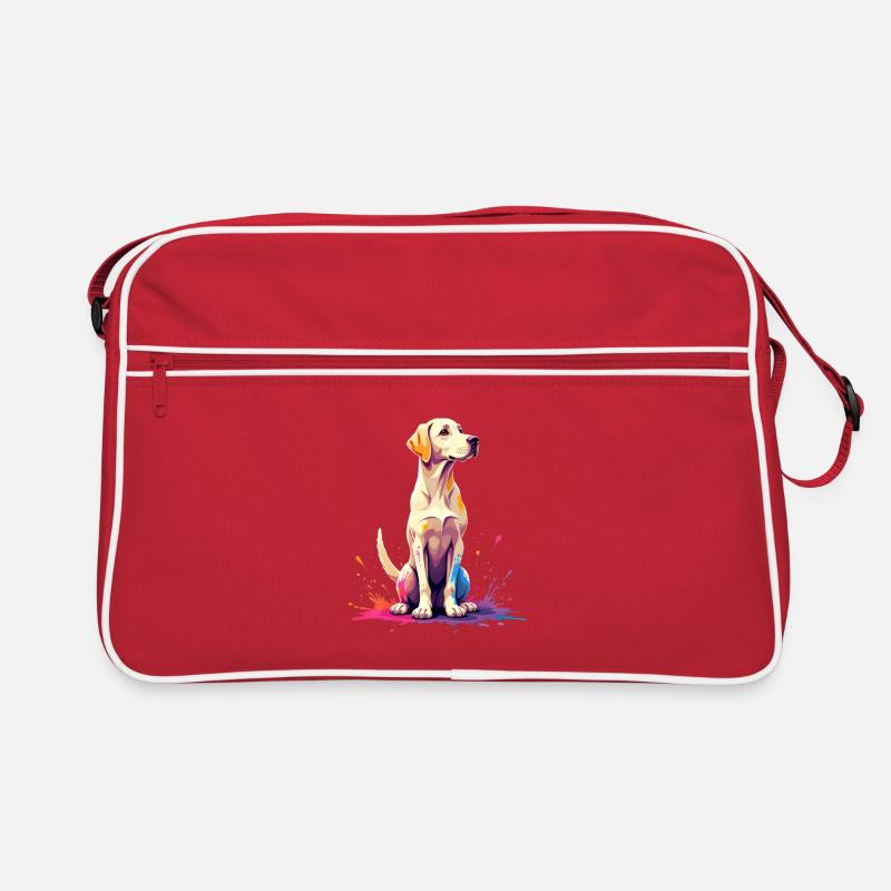 Bunter Labrador Hundeportrait auf Sprayfarben Retro Tasche