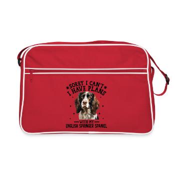 Elegantes Springer Spaniel Portrait Design - Retro Tasche - Rot/Weiß - Vorne
