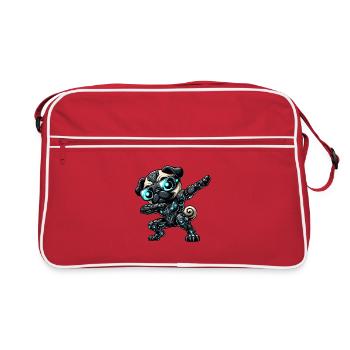 Cool Carlin Chien Robot Astronaute Dabbing Cyborg - Sac Retro - rouge/blanc - Devant