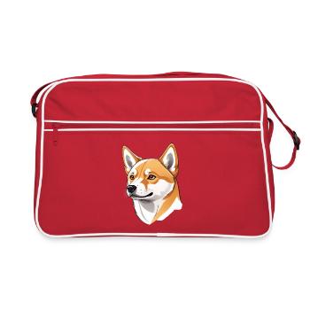 Portrait de chien Shiba Inu en illustration numérique - Sac Retro - rouge/blanc - Devant