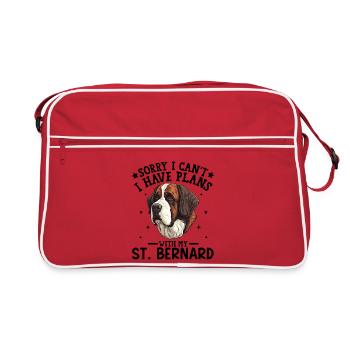 Portrait réaliste de chien de Saint-Bernard - Sac Retro - rouge/blanc - Devant