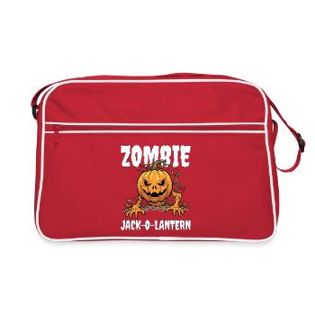 ZOMBIE JACK-O-LANTERN - ZOMBIE HALLOWEEN - Retro Tasche - Rot/Weiß - Vorne