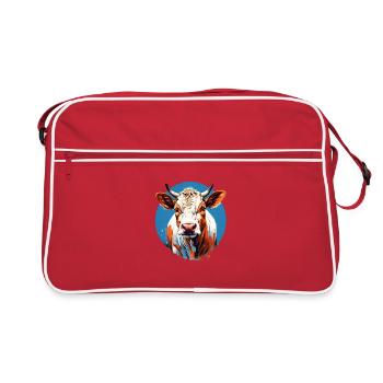 Portrait de vache expressif dans l'art moderne - Sac Retro - rouge/blanc - Devant