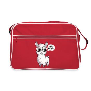 Alpaka WAS GEHT? Cooles Lama Lustiges - Retro Tasche - Rot/Weiß - Vorne