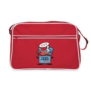 Humour Captcha : Je ne suis pas un robot - Sac Retro - rouge/blanc - Devant