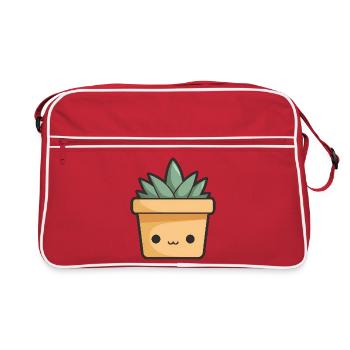Kawaii Blumentopf - Retro Tasche - Rot/Weiß - Vorne