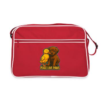 Motif d'amitié animale Paix Amour Pattes - Sac Retro - rouge/blanc - Devant