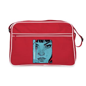 Expressional Art with Woman in Blue and Black - Retro Bag - red/white - Front