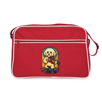 Chiot fougueux jouant du violon, amoureux des chiens - Sac Retro - rouge/blanc - Devant