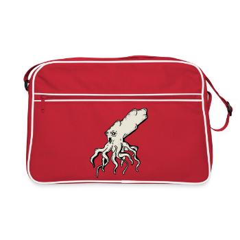 Surreal Squid Illustration - Retro Bag - red/white - Front