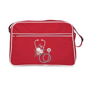Floral stethoscope - Retro Bag - red/white - Front