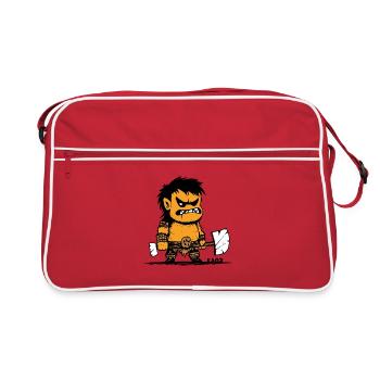 Dessin animé viking Orc guerrier Illustration - Sac Retro - rouge/blanc - Devant
